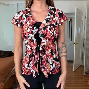 Vintage Laura Scott Petite Floral Pleated Blouse